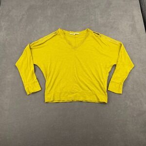 Rachel Roy Top Womens Medium Yellow Cotton Relaxed Dolman Sleeve Zip Shoulder